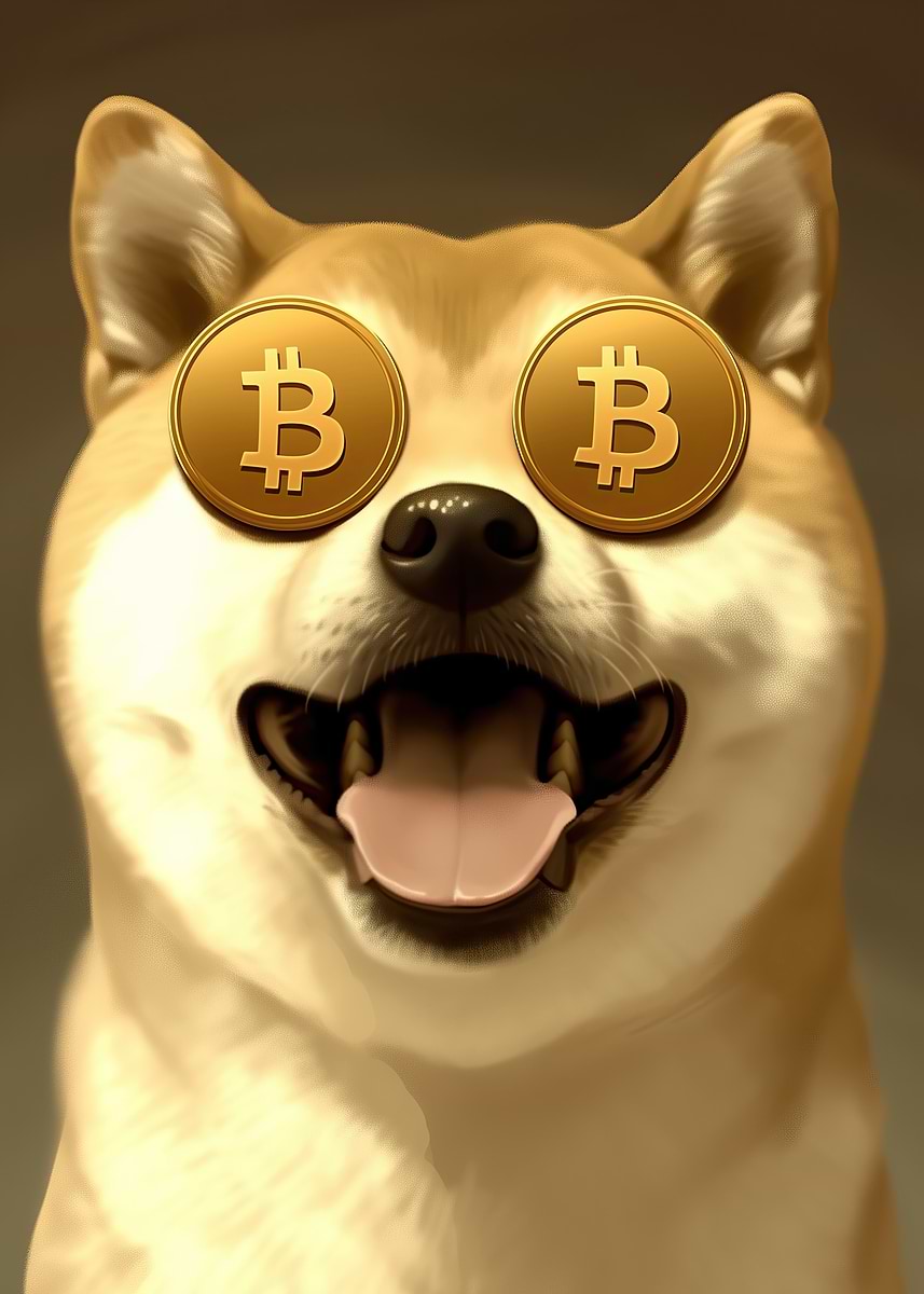 This Shiba Loves Bitcoin' Poster, picture, metal print, paint by