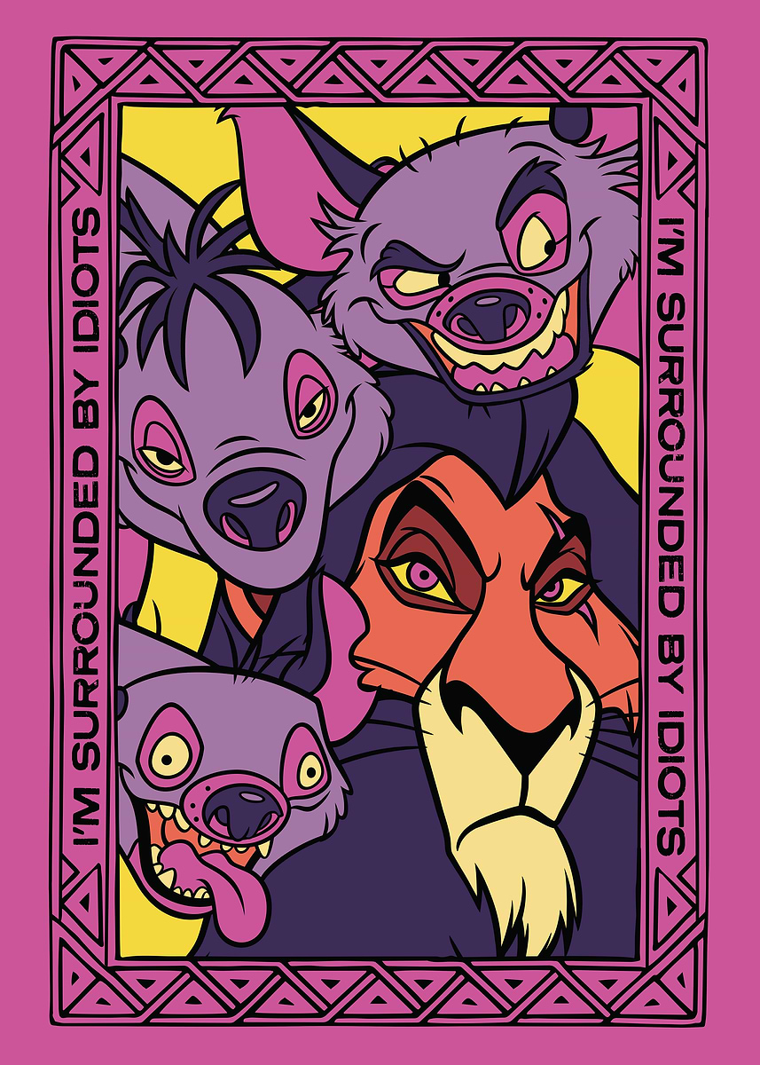 Scar Shenzi, Banzai, Ed' Poster, picture, metal print, paint by