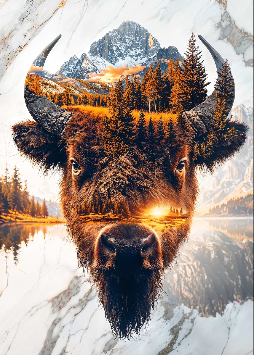 Wild Spirit of the Prairie — from the Avatars Of Nature collection, a Pixaverse metal print