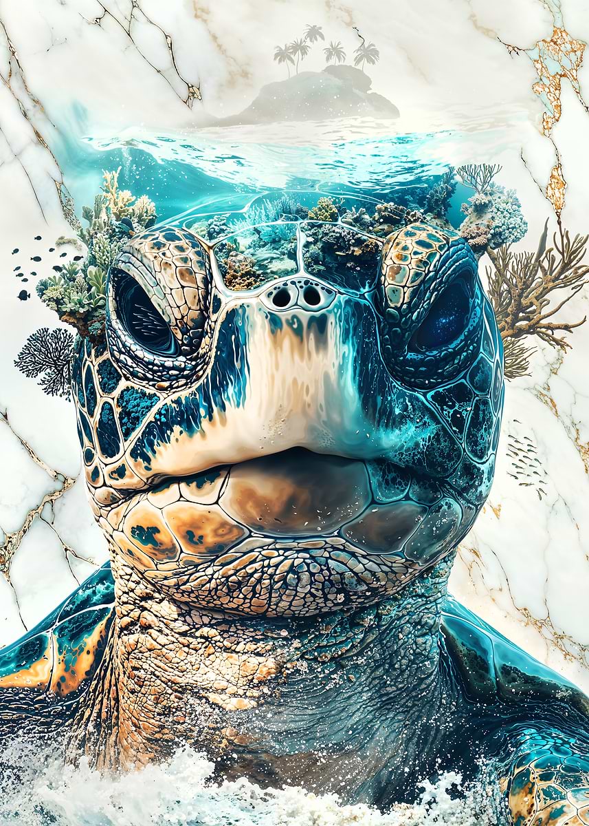 The Turtle's World — from the Avatars Of Nature collection, a Pixaverse metal print