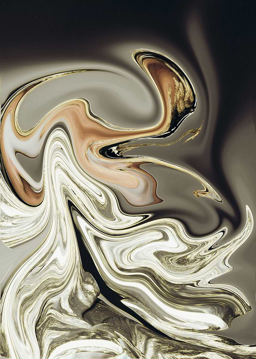 'Abstract Liquid Gold' Poster, picture, metal print, paint by ...