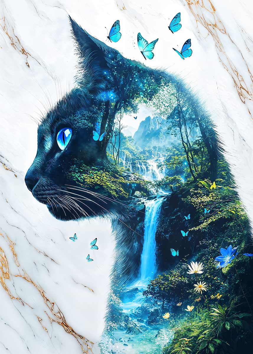 Feline Fantasy — from the Avatars Of Nature collection, a Pixaverse metal print