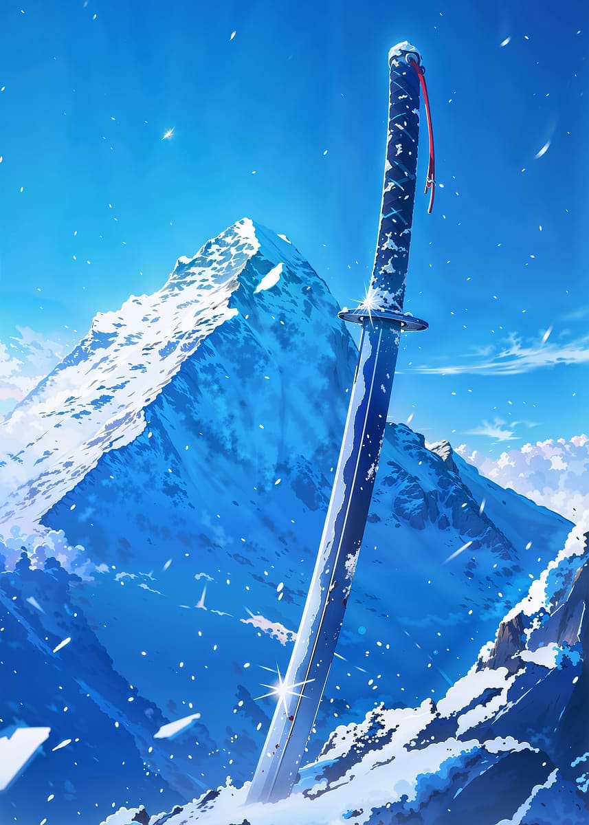 Frozen Mountain Katana' Poster, picture, metal print, paint by in