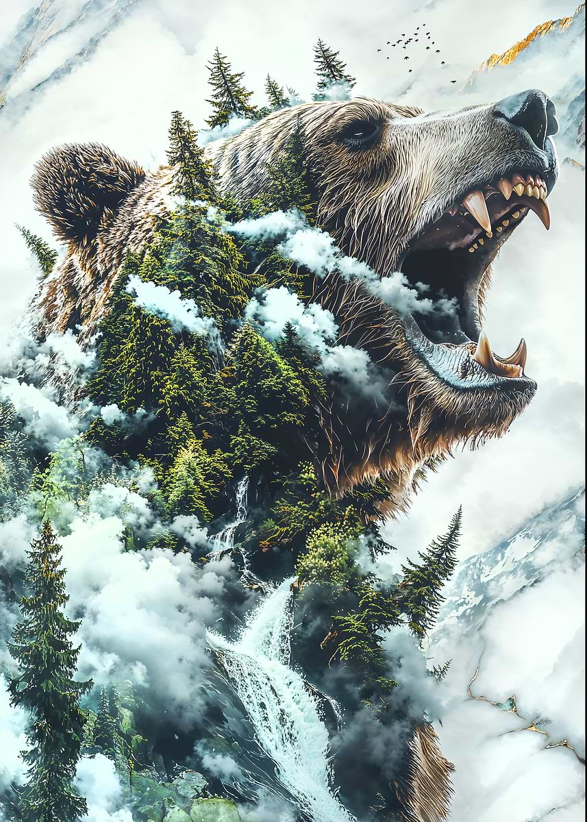 Nature's Roar — from the Avatars Of Nature collection, a Pixaverse metal print