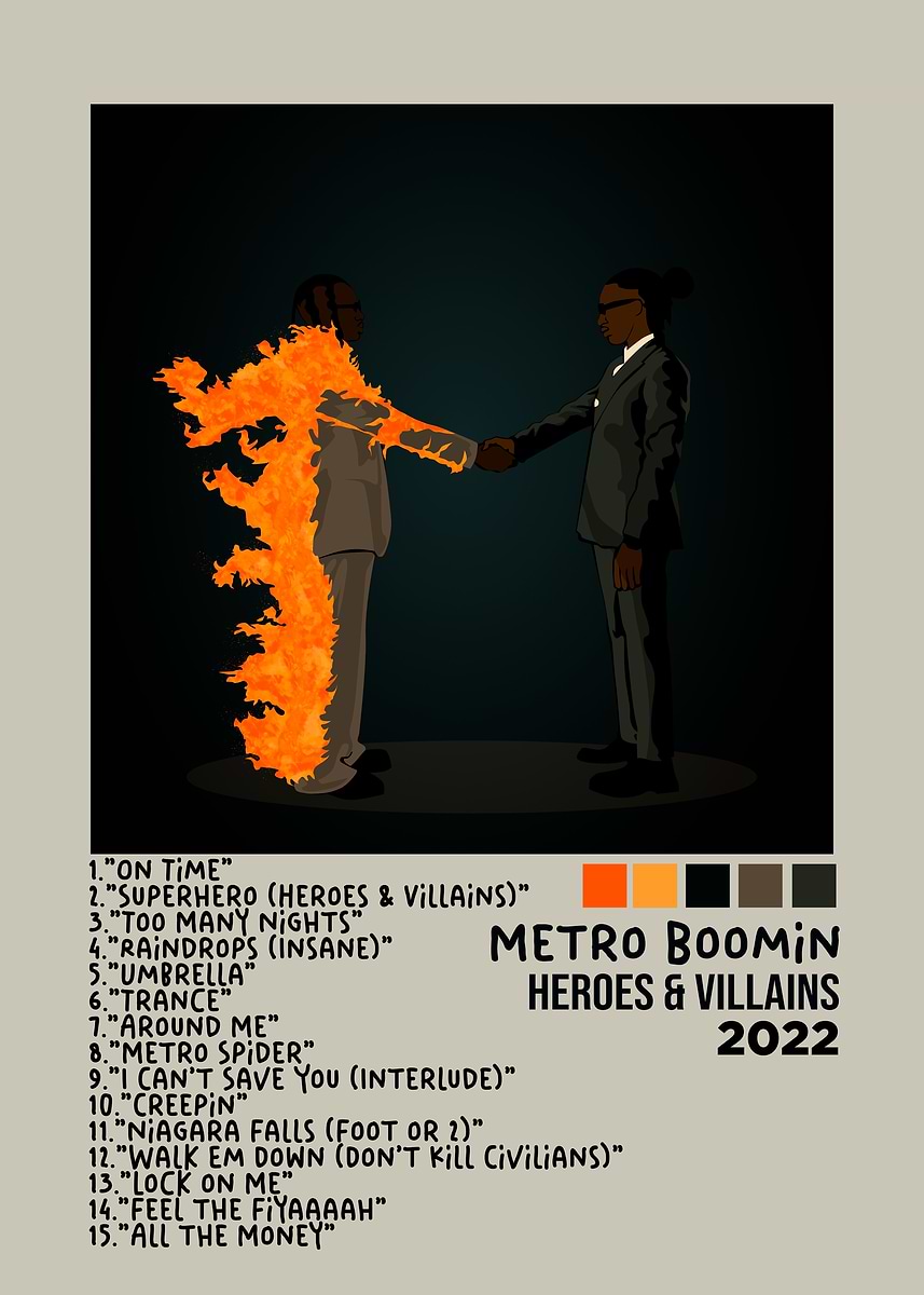 Metro Boomin Heroes & Villains Album Cover' Poster, picture, metal