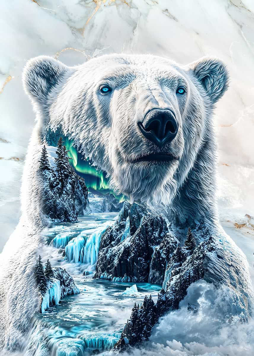 Arctic Majesty Polar Bear — from the Avatars Of Nature collection, a Pixaverse metal print