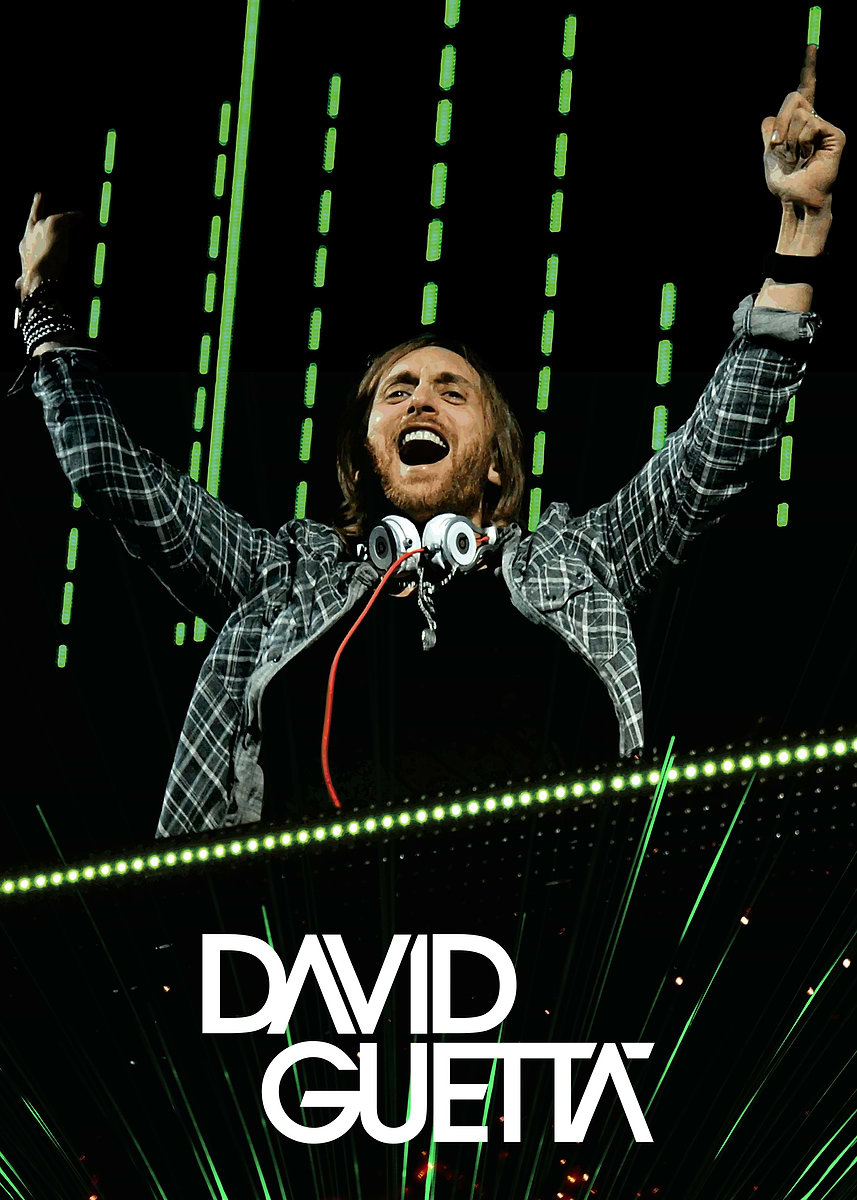 David Guetta Concert' Poster, picture, metal print, paint by Micho