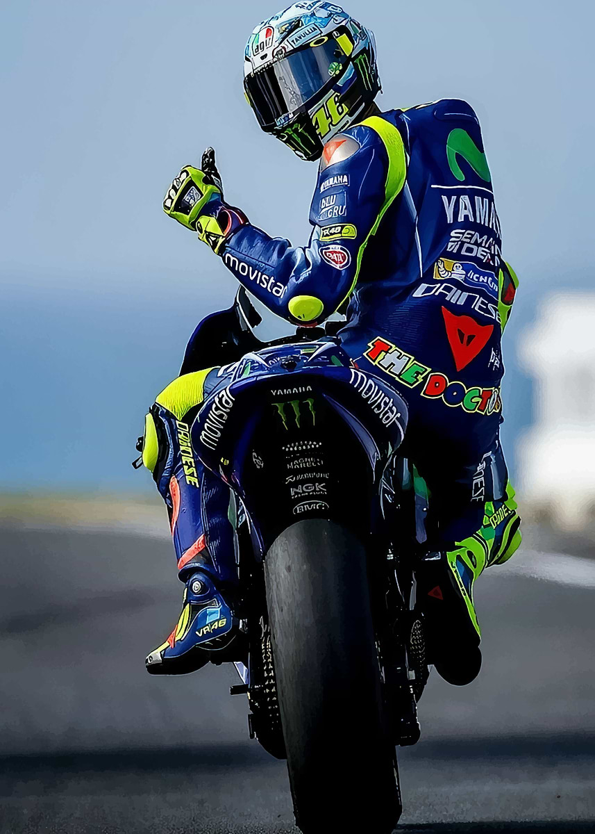 Valentino Rossi Motorcycle Action' Poster, picture, metal print