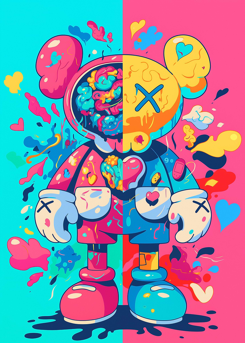 Split Character Art' Poster, picture, metal print, paint by