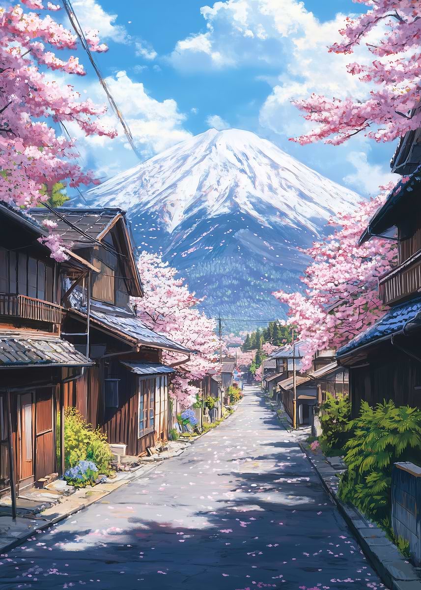 油絵 油彩 絵 絵画【Çherry blossom road】 Beautiful Japanese Cherry