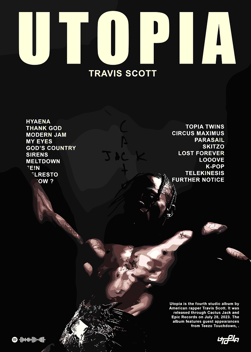 Displate Travis Scott – Tableau Métallique 67,5x48cm, Neuf, 5cm Profondeur