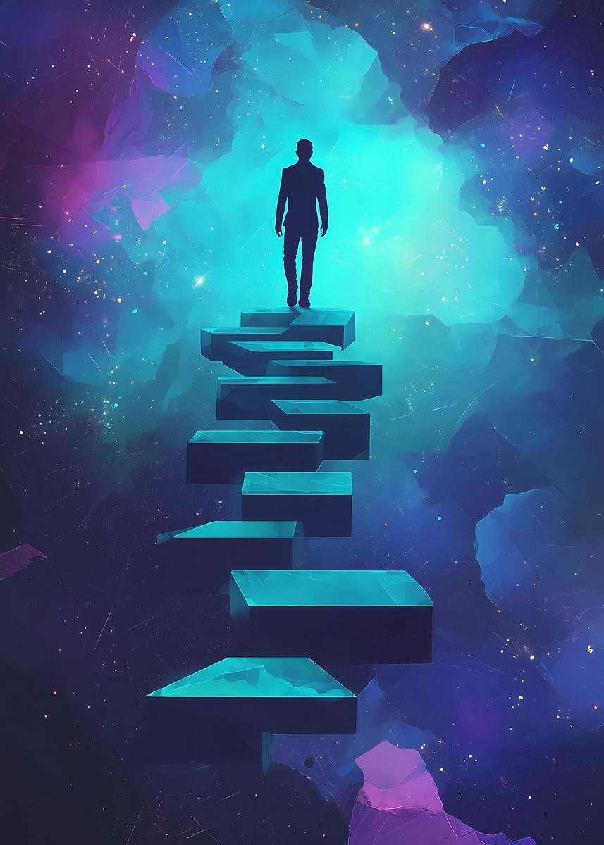 'Cosmic Steps' Poster, picture, metal print, paint by Vendzi | Displate