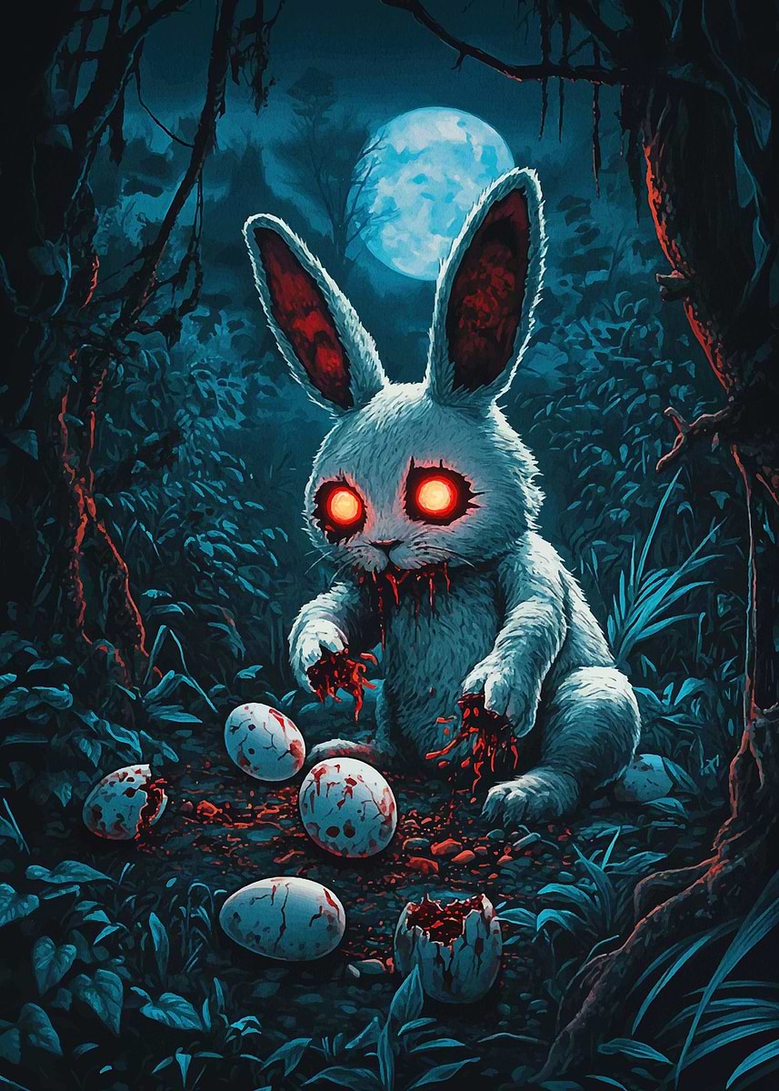 Bloody Easter Bunny' Poster, picture, metal print, paint by