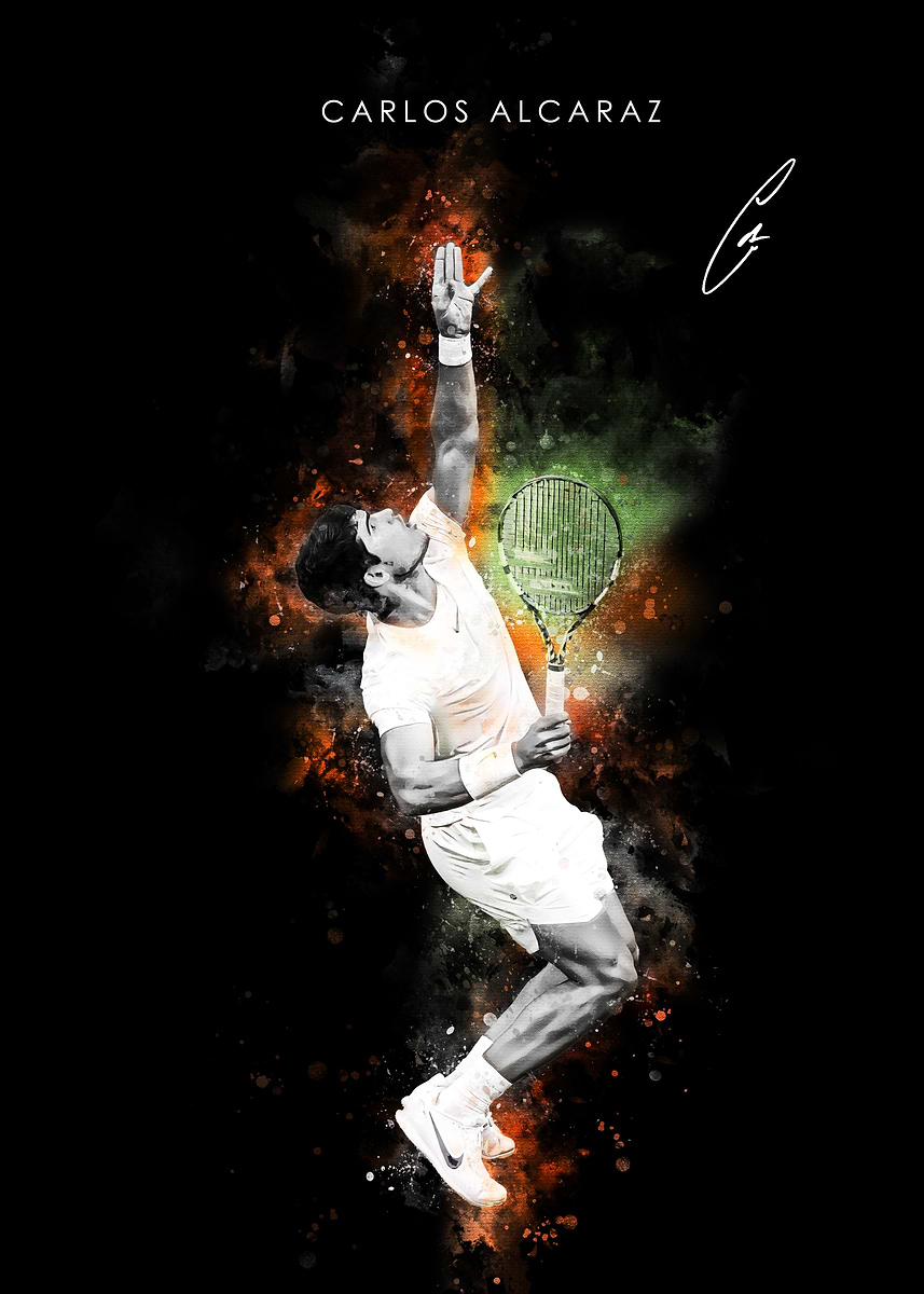 Carlos Alcaraz Tennis Poster' Poster, picture, metal print, paint