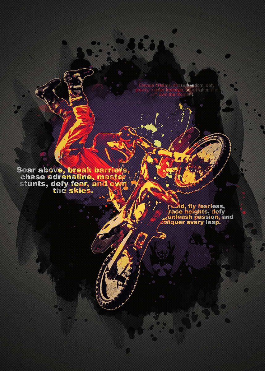 Mx Rider Poster 'Motocross Rider in Action' Poster, picture, metal print, paint by ...