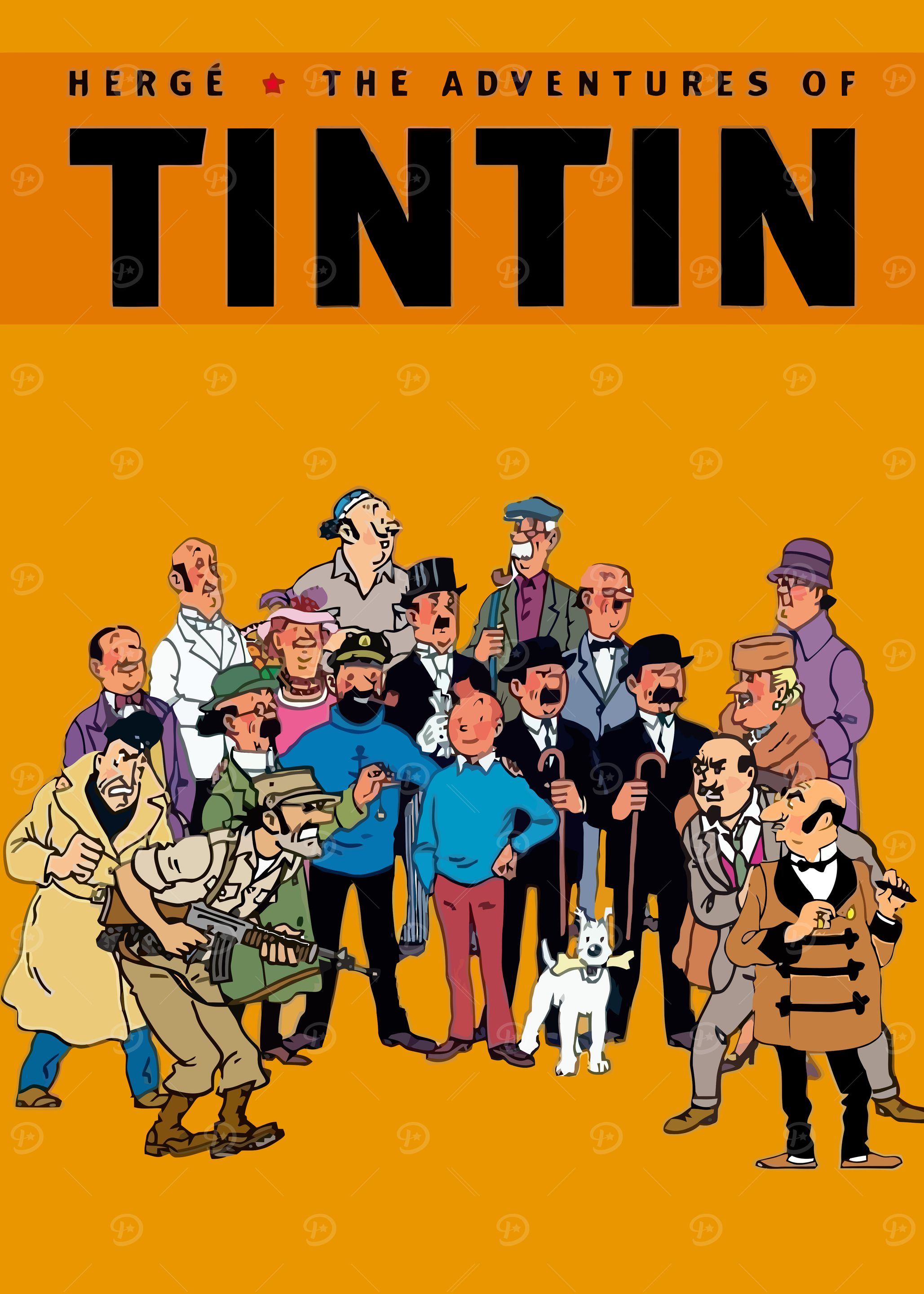 Tintin Characters' Poster, picture, metal print, paint by Tyler