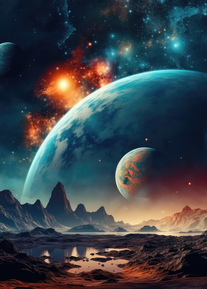 'Alien Planet Landscape' Poster, picture, metal print, paint by 77 ...