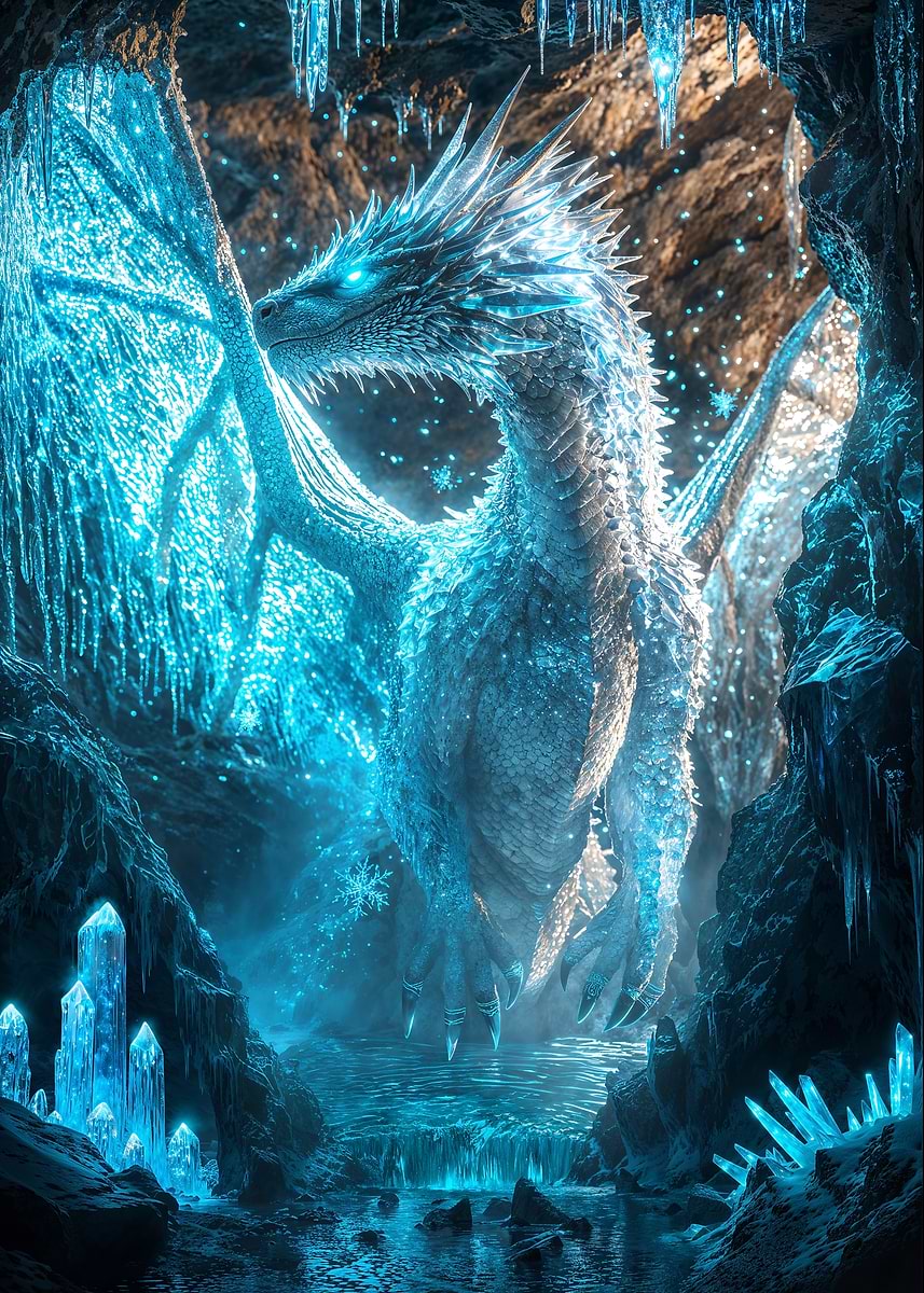 Eternal Ice Dragon — from the Dragons Lair collection, a Pixaverse metal print