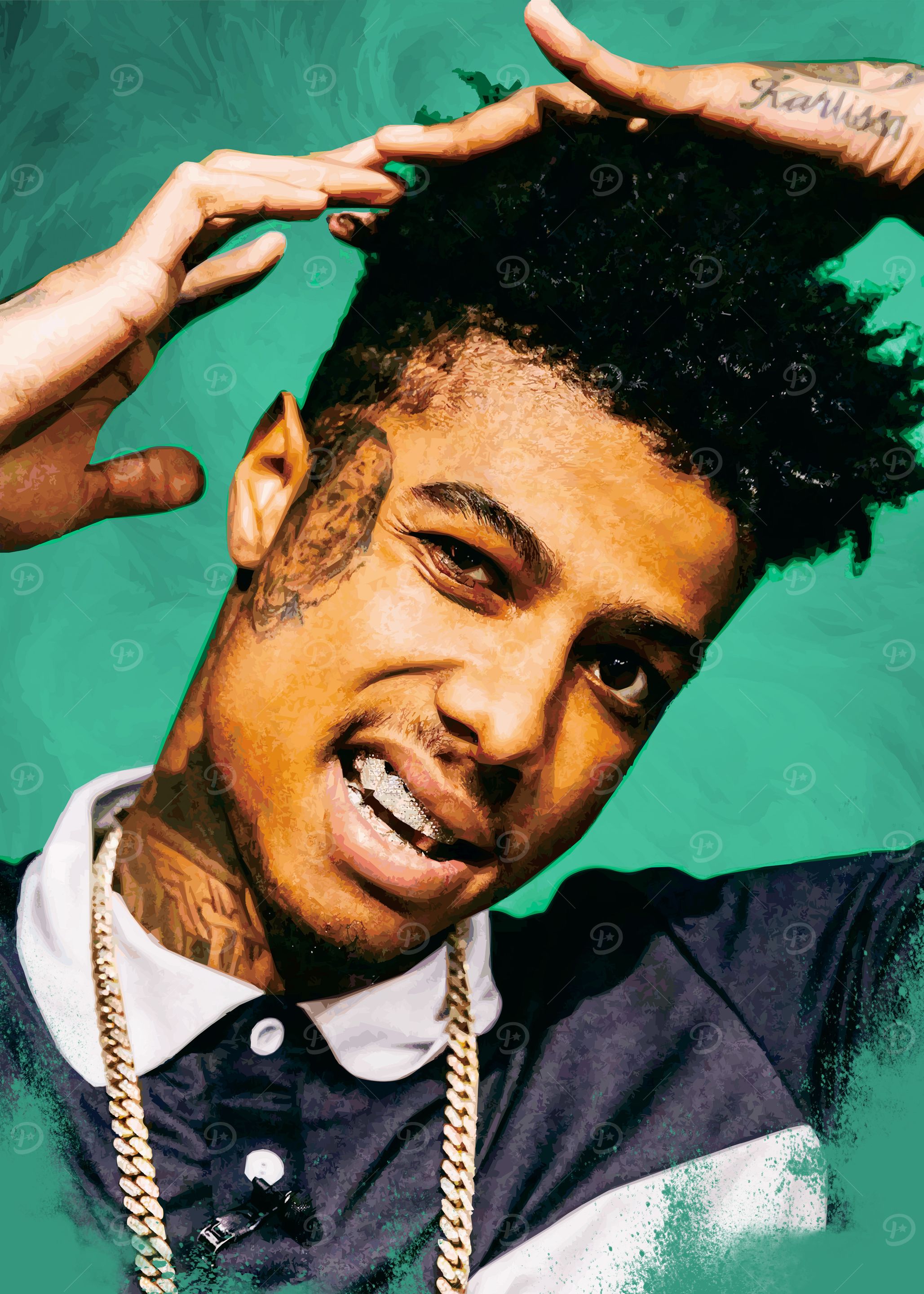 Blue Face Rapper Logo 'Blueface Rapper Portrait' Poster, picture, metal print, paint by Micho ...