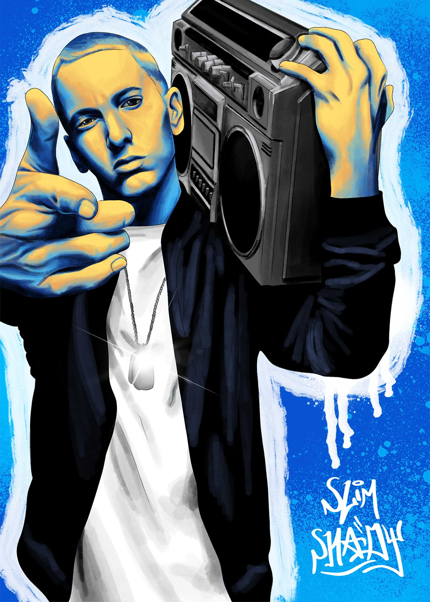 Eminem 'SLIM SHADY' Portrait' Poster, picture, metal print, paint