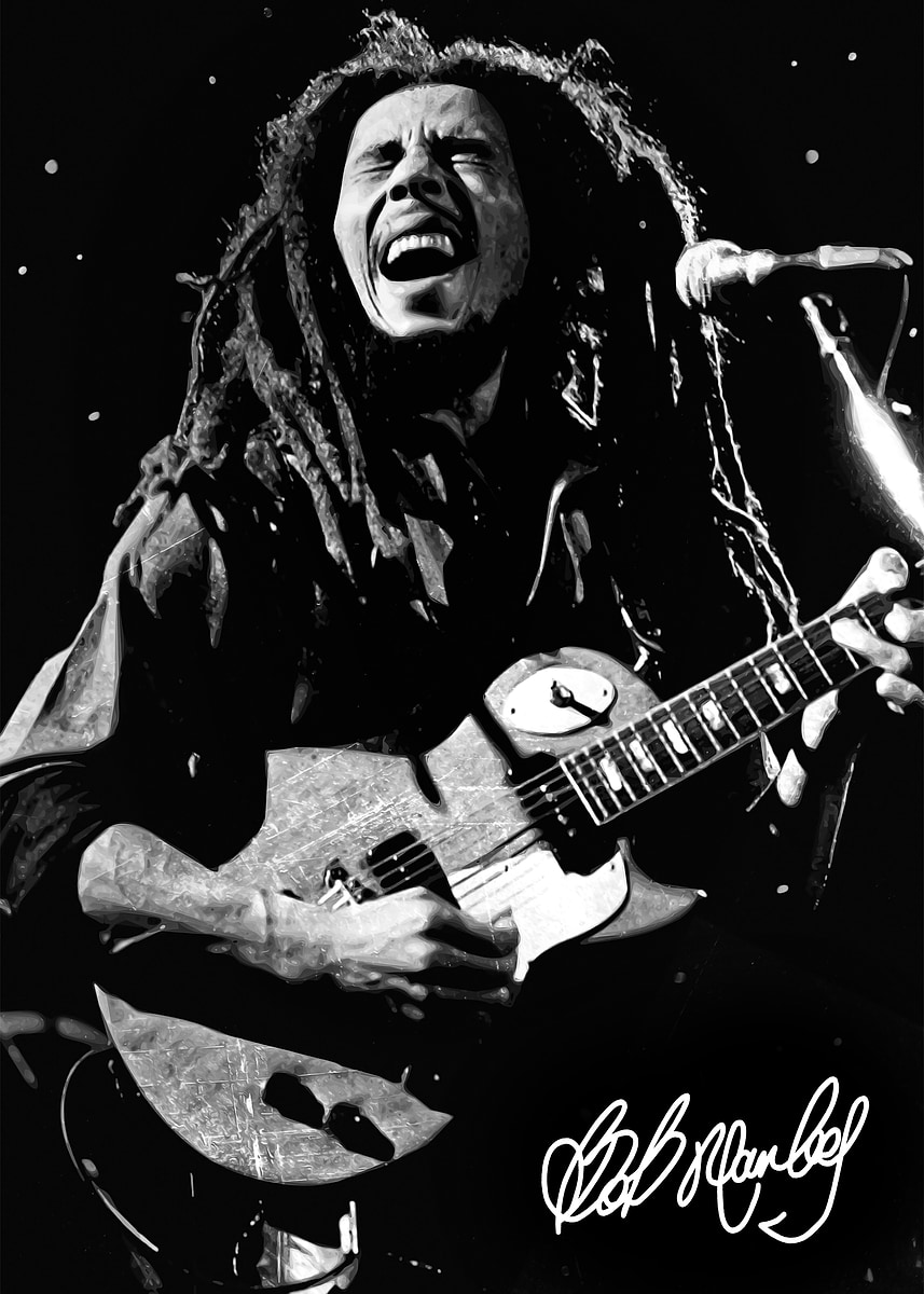 Bob Marley Guitar Poster' Poster, picture, metal print, paint by
