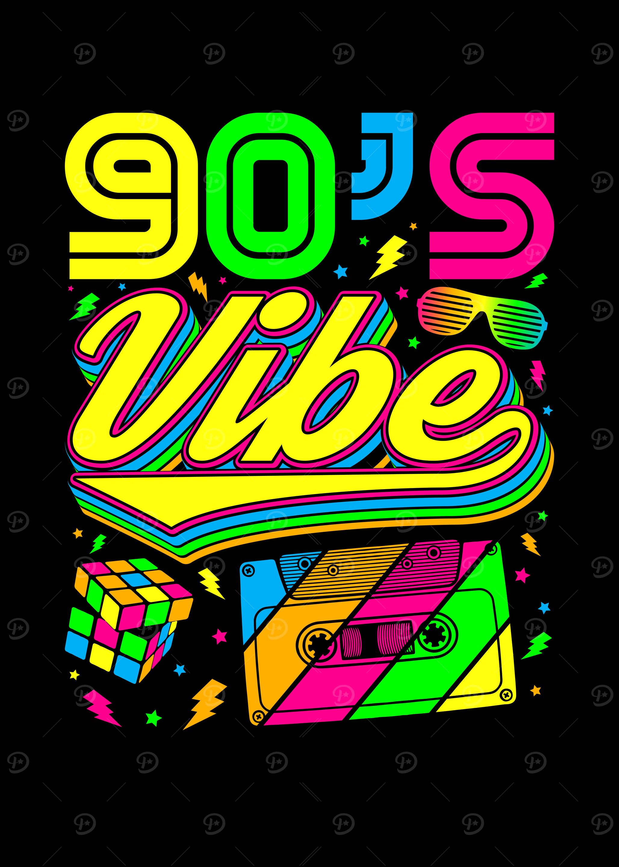 90s Vibe Retro Design' Poster, picture, metal print, paint by