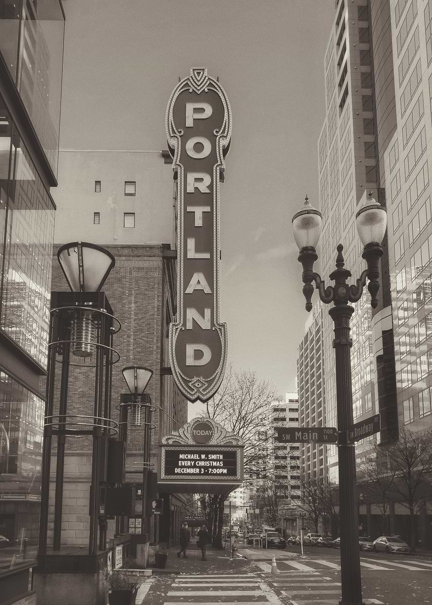 'Portland Theater Sign' Poster, picture, metal print, paint by Jonathan ...