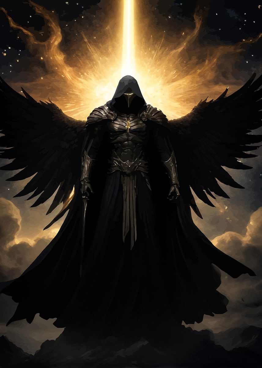 Dark Angel with Wings Poster, Picture & Metal Print – Mythology