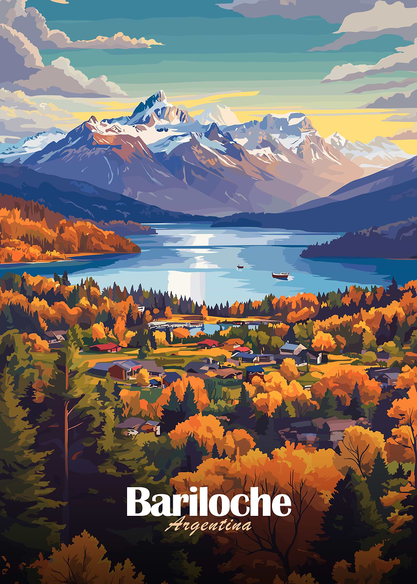 H22KZ29b ハワード・ベーレンス ルガーノ・コーストライン アートポスター Bariloche, Argentina Landscape' Poster, picture, metal print