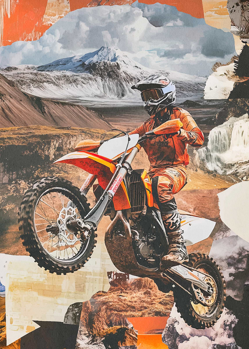 Moto Rider Post 'Motocross Rider ' Poster, picture, metal print, paint by Maaria Finley ...