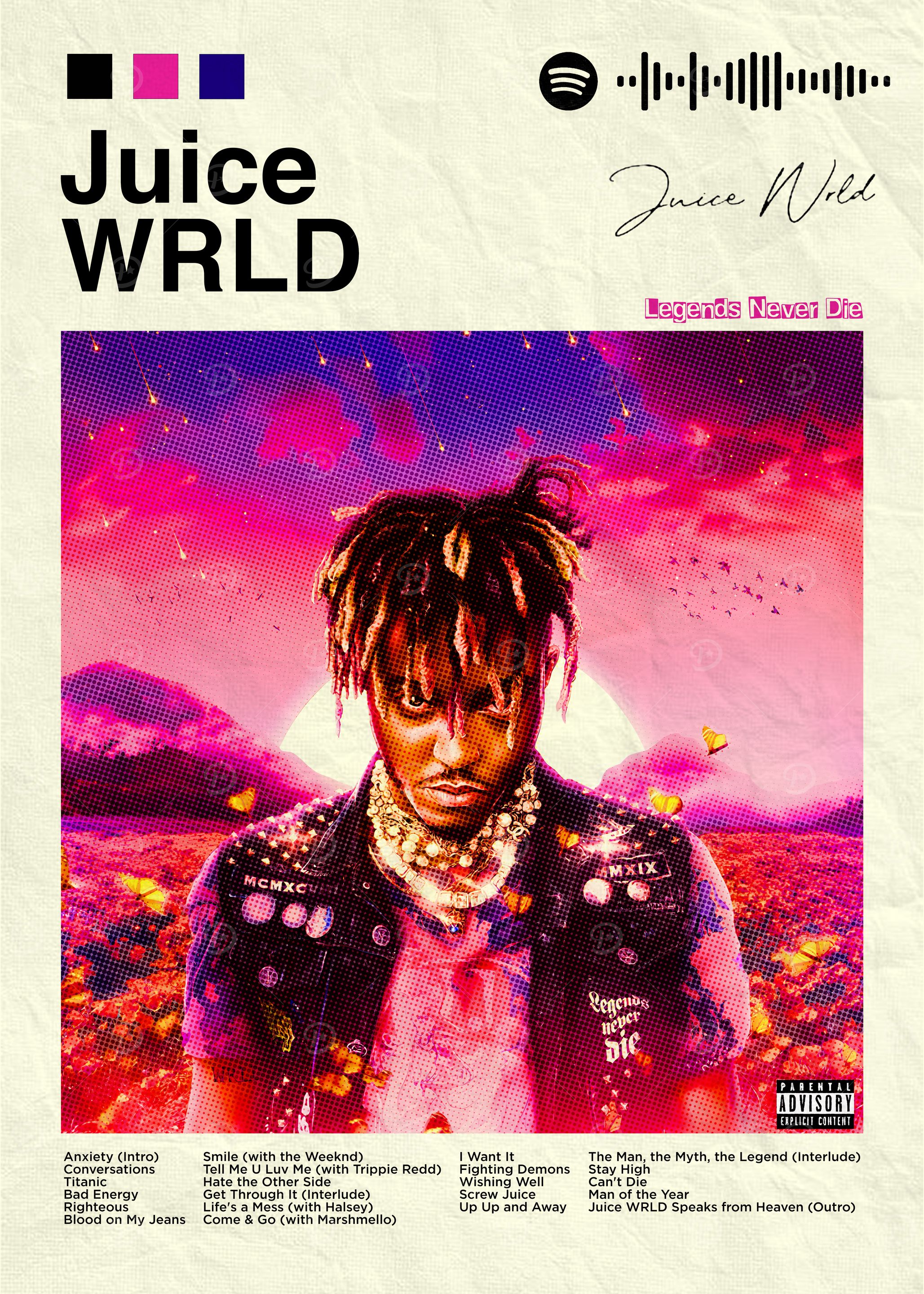 Juice WRLD Album Cover' Poster, picture, metal print, paint by