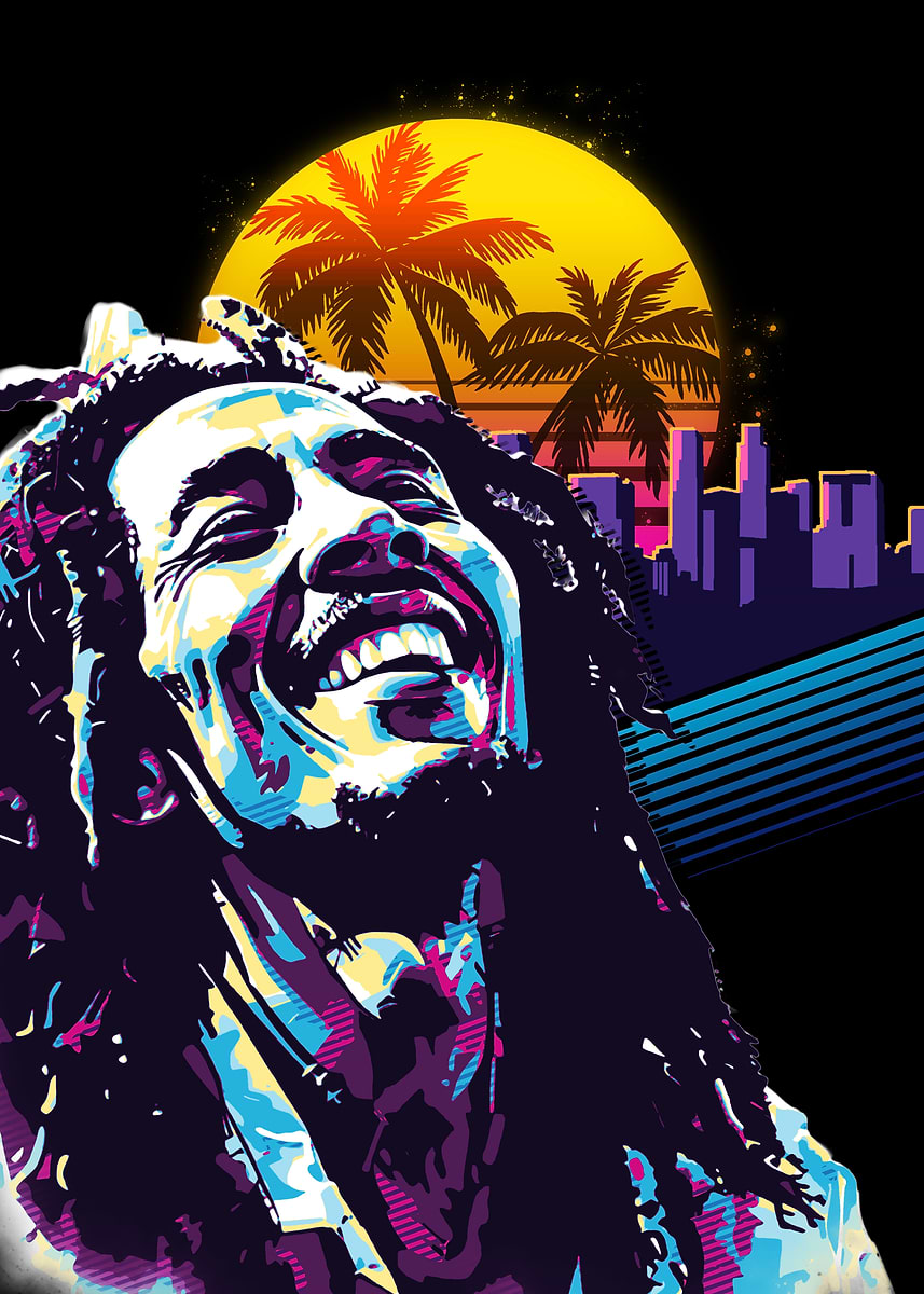 Bob Marley Retro Art' Poster, picture, metal print, paint by ron