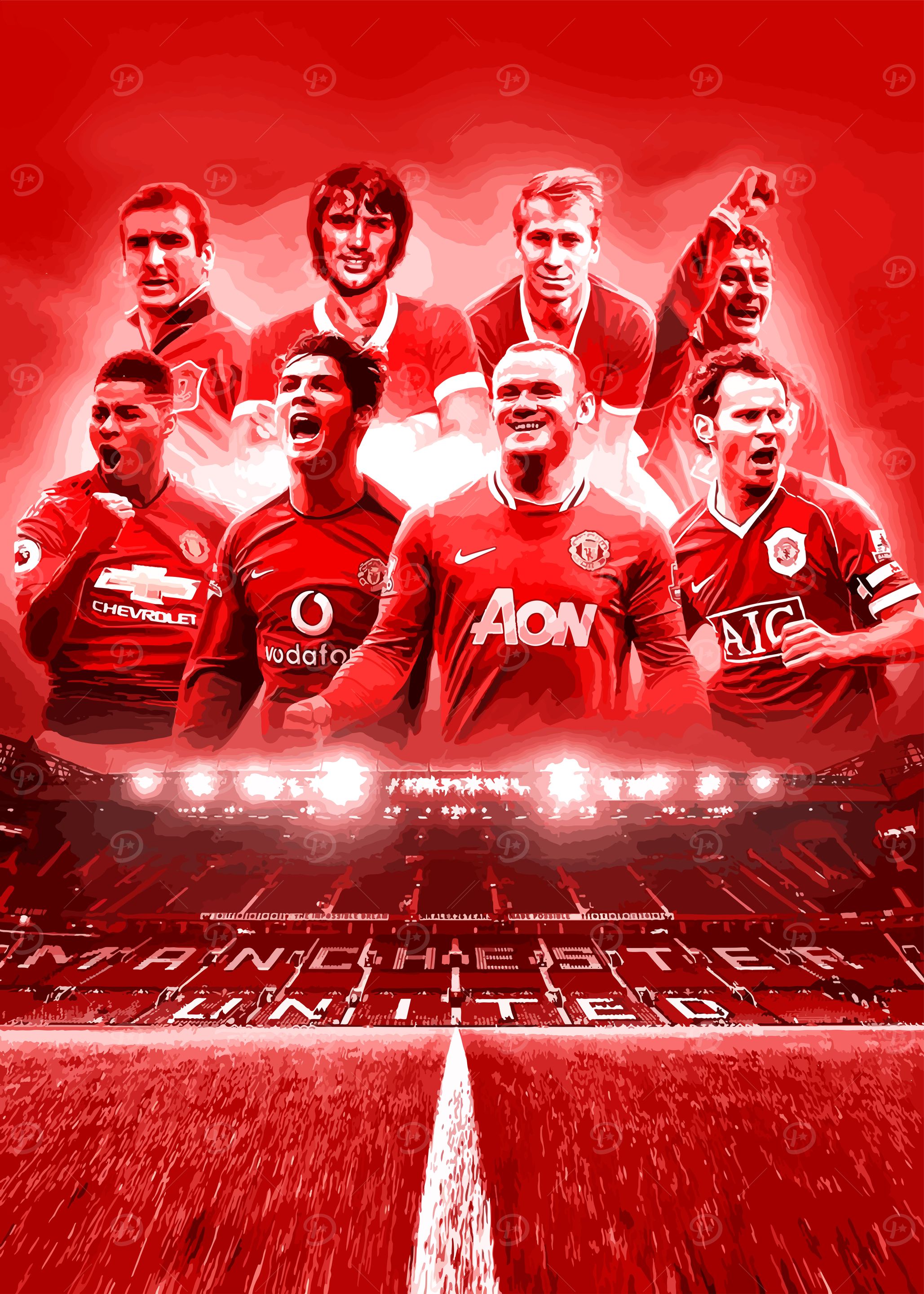 Manchester United Legends' Poster, picture, metal print, paint by