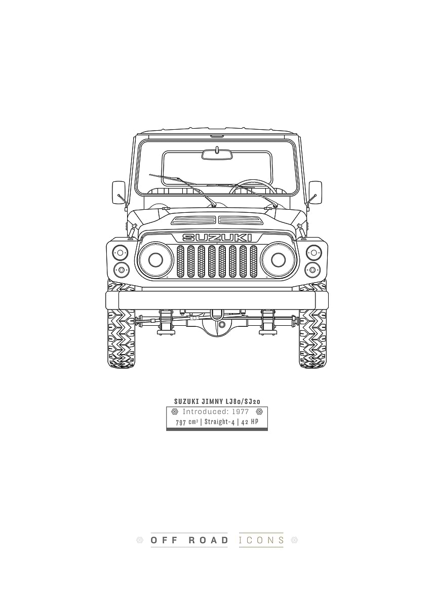 Jimny LJ80/SJ20 clean blueprint' Poster, picture, metal print