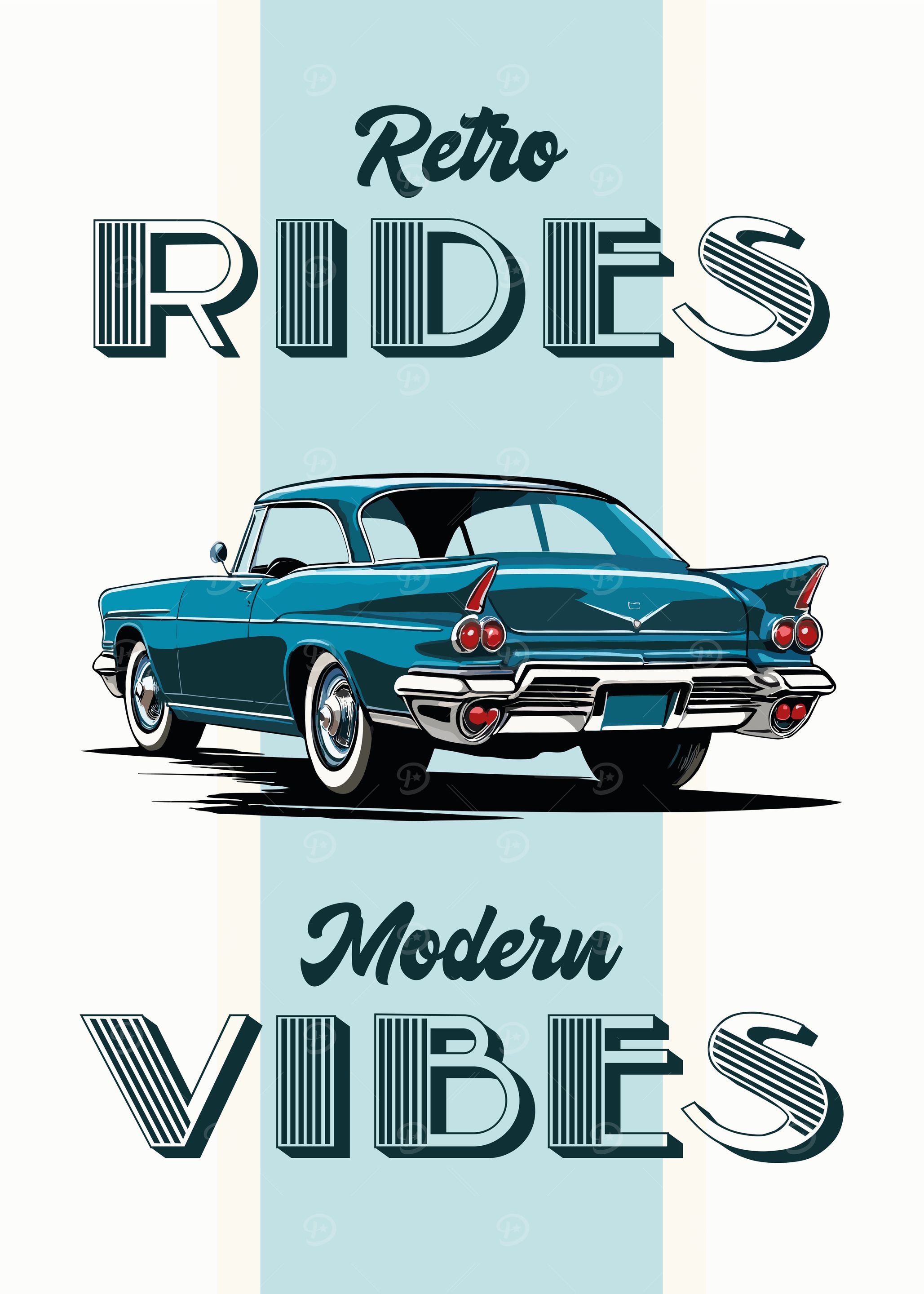 'A vintage coupe, depicted in a rear view.' Poster, picture, metal ...