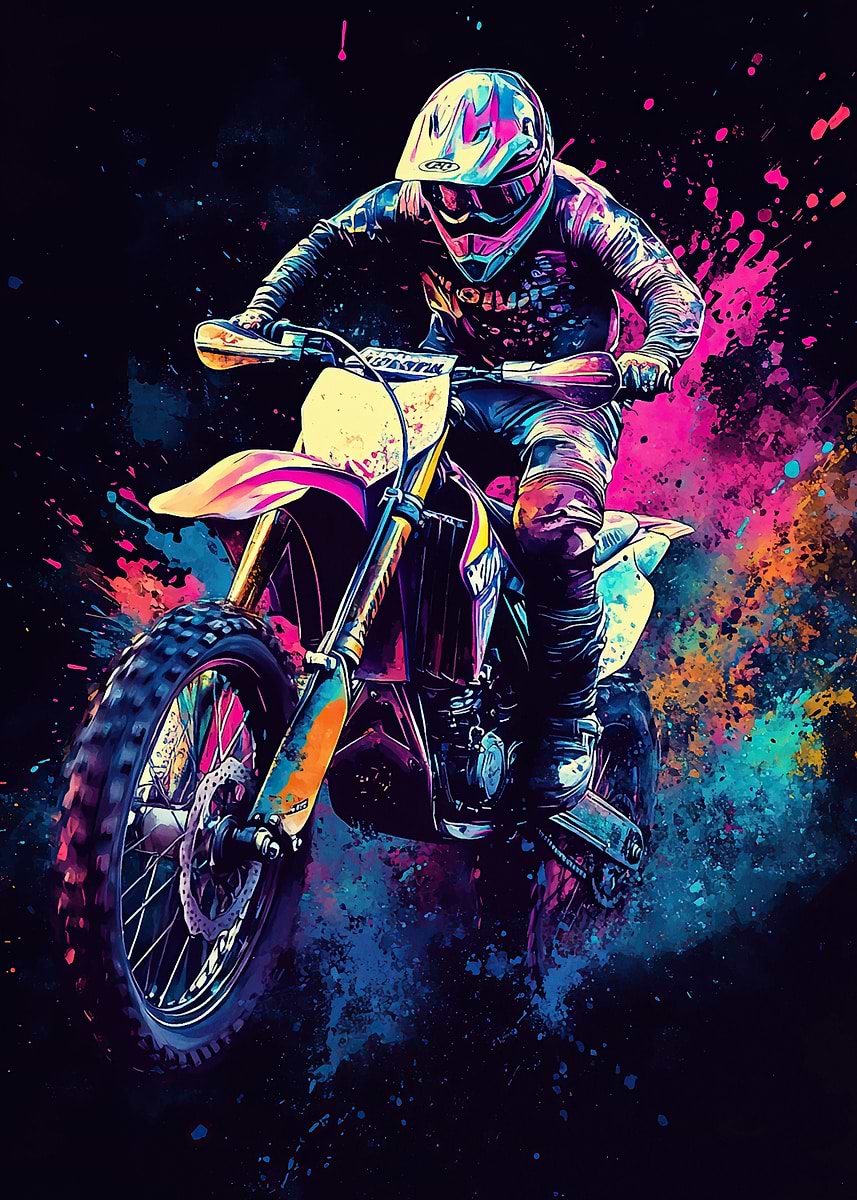 Mx Rider Poster 'Motocross Rider Art' Poster, picture, metal print, paint by ...