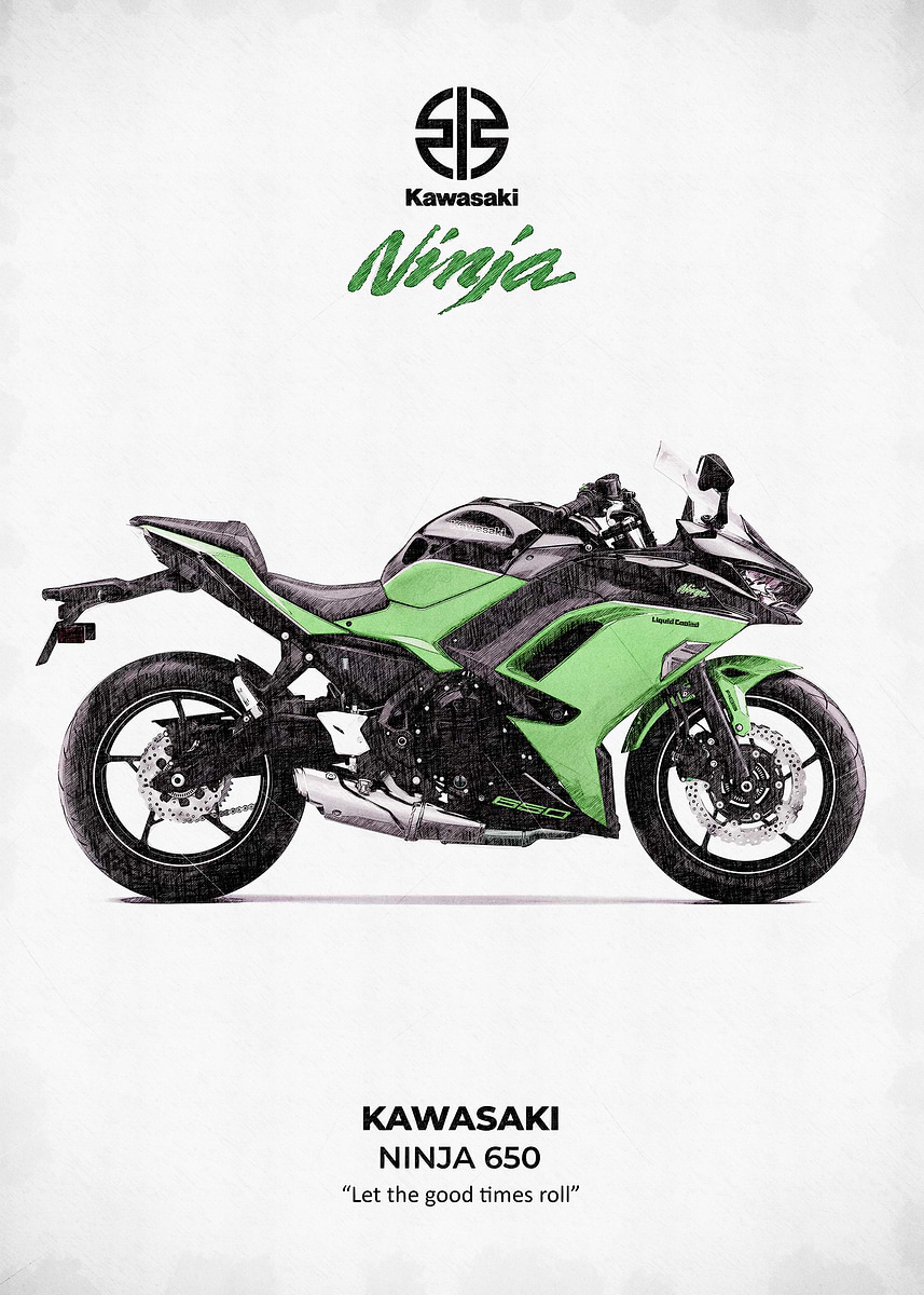 Kawasaki Ninja 650 Motorcycle' Poster, picture, metal print, paint