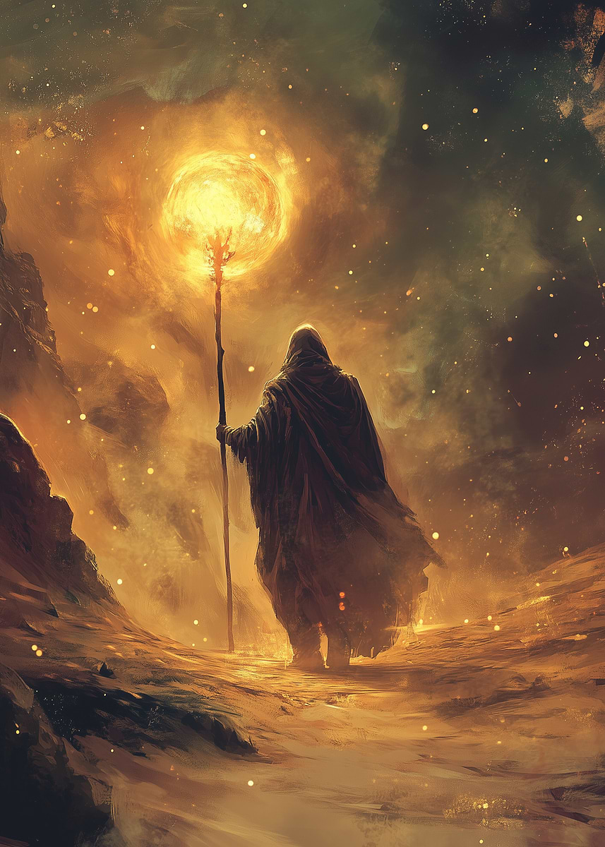 'Wizard with Staff' Poster, picture, metal print, paint by ...
