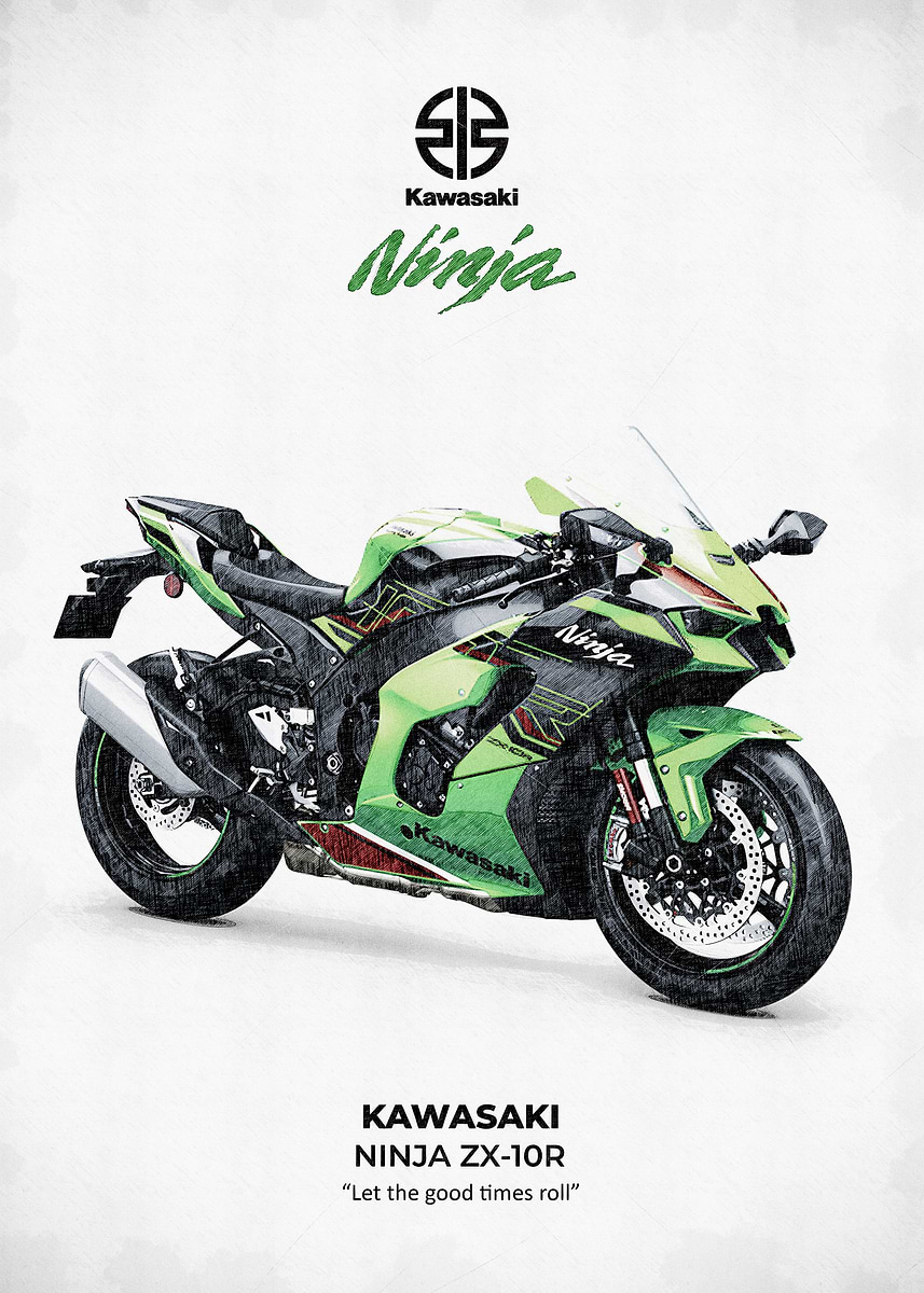 Kawasaki Ninja ZX-10R Motorcycle' Poster, picture, metal
