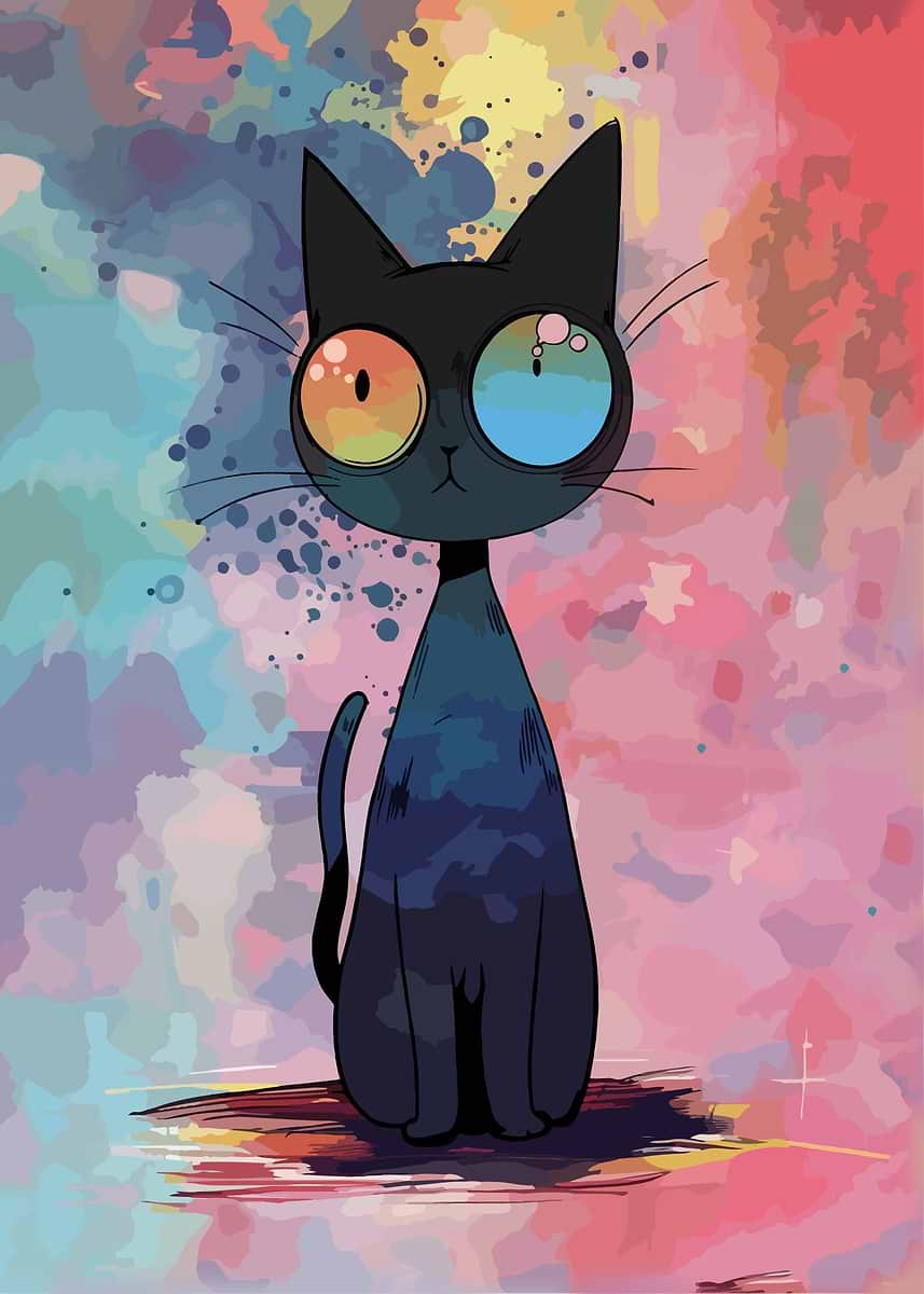 Displate ディスプレイット黒化け猫　メタルポースター Displate ディスプレイット化け猫 メタルポースター cat