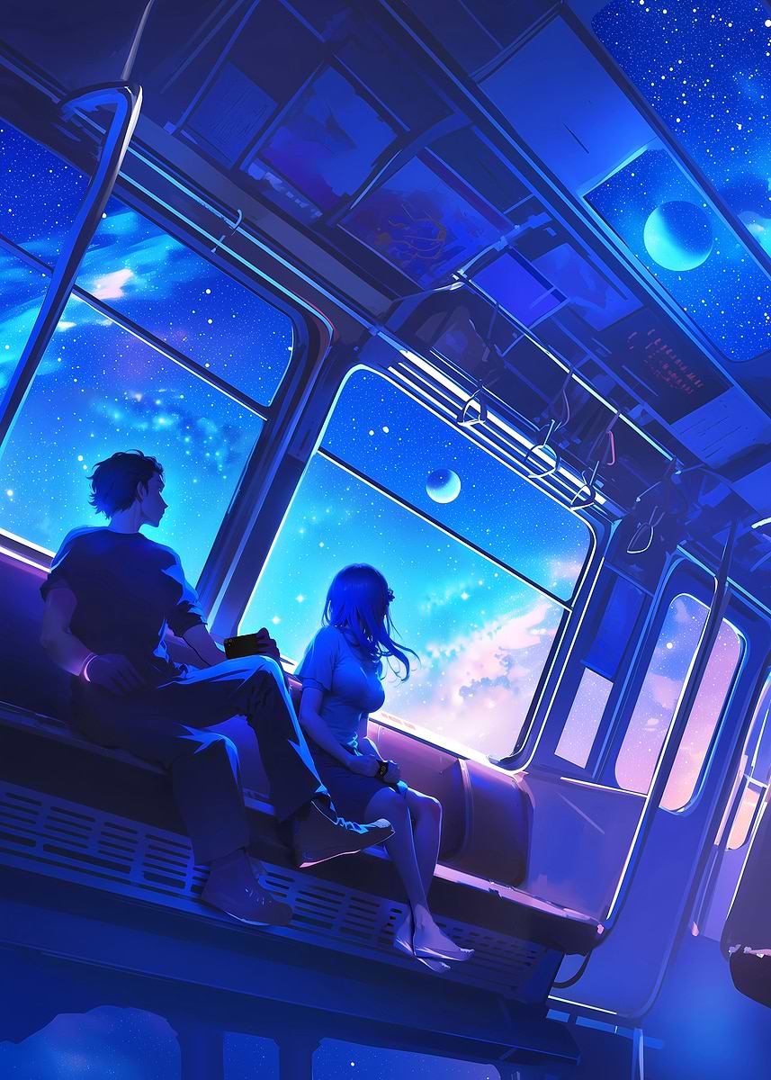 'Night Train to the Stars' Poster, picture, metal print, paint