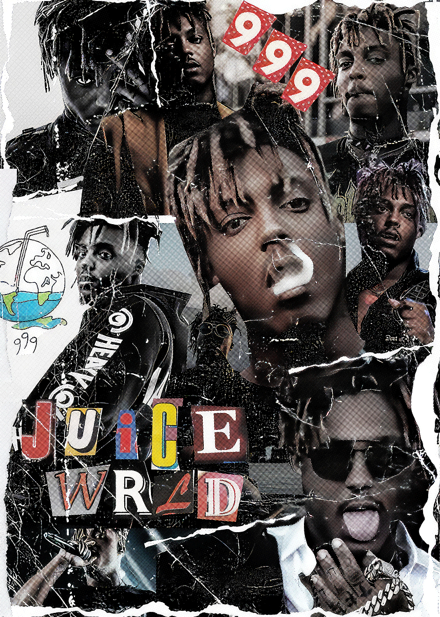 Juice Wrld Collage' Poster, picture, metal print, paint by albert