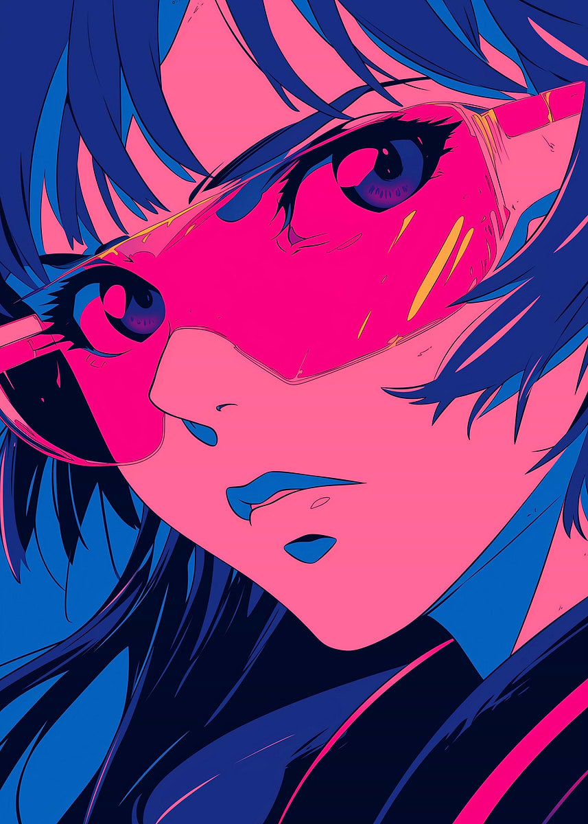 Anime Girl in Sunglasses' Poster, picture, metal print, paint by