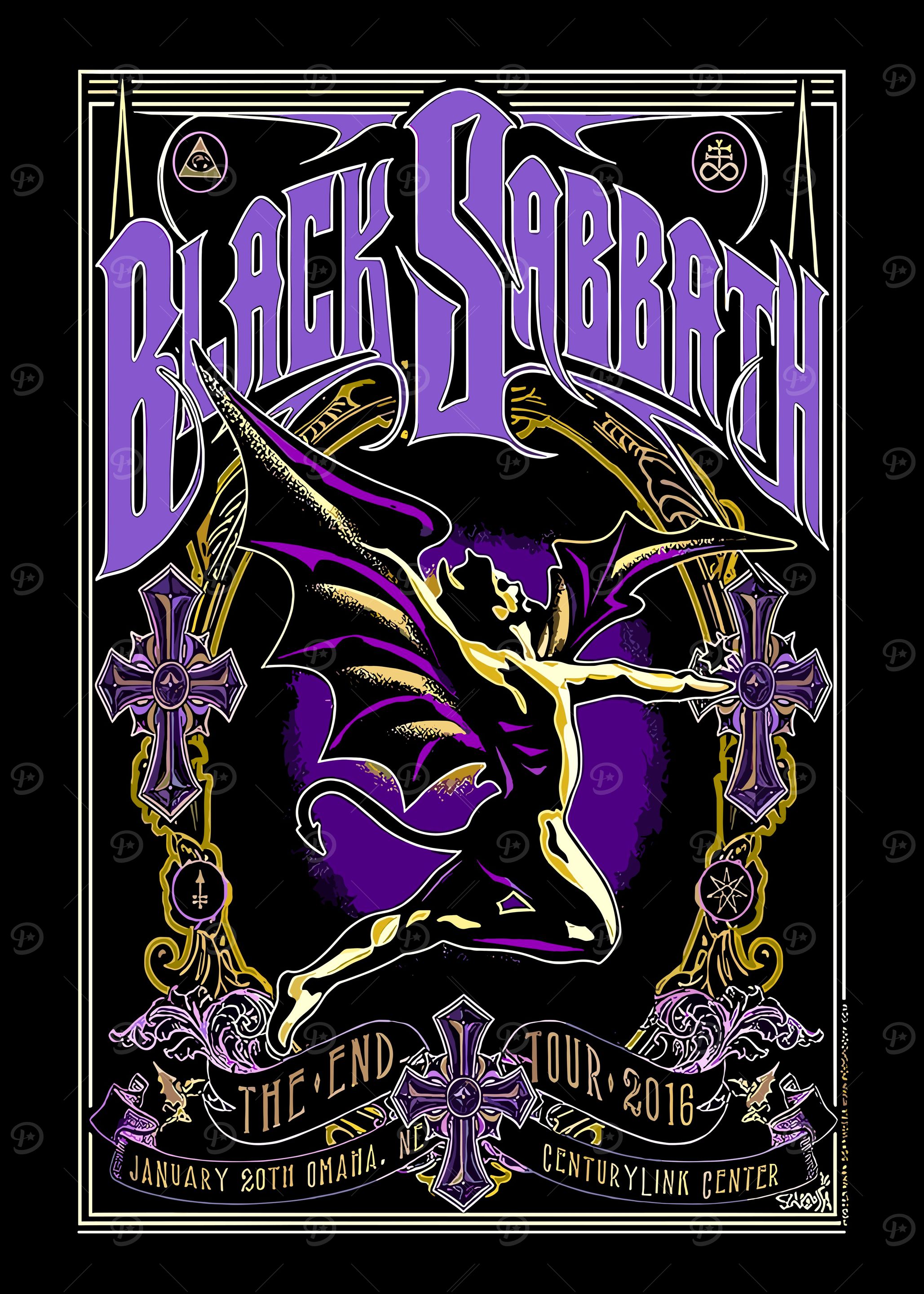 Black Sabbath The End ツアー シルクスクリーン ポスター BLACK SABBATH The End Final Tour 2016 Framed Concert Poster