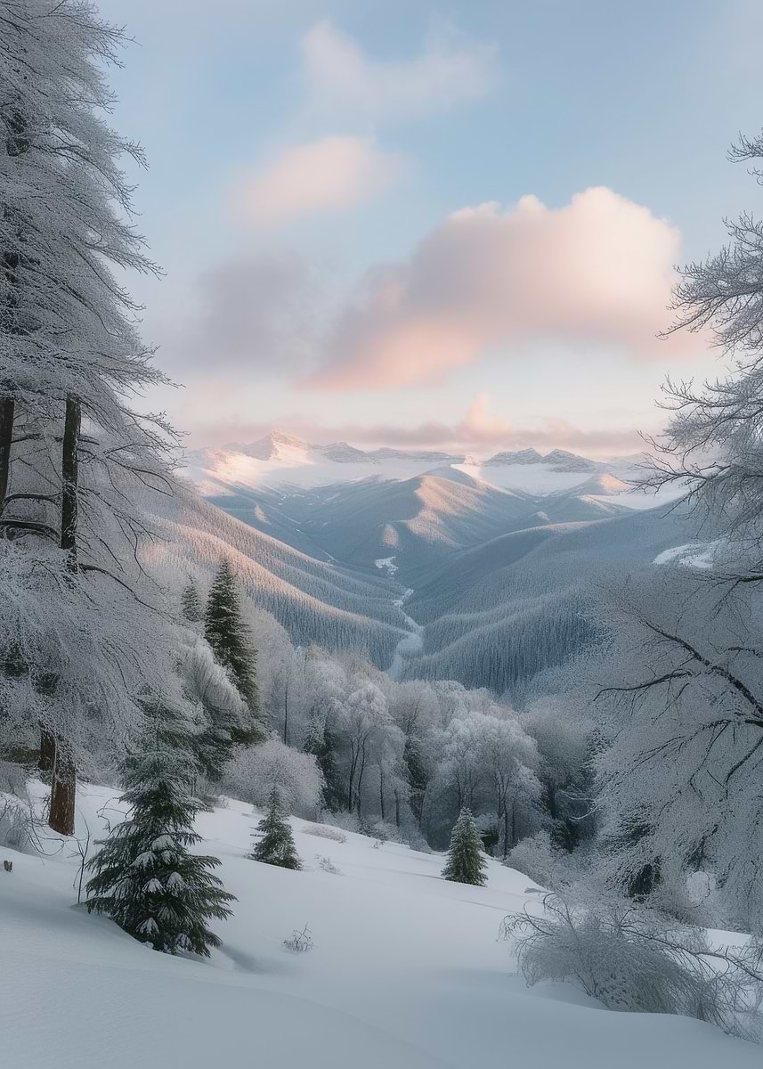 Dpicture 'Snowy Mountain Landscape' Poster, picture, metal print, paint by ...