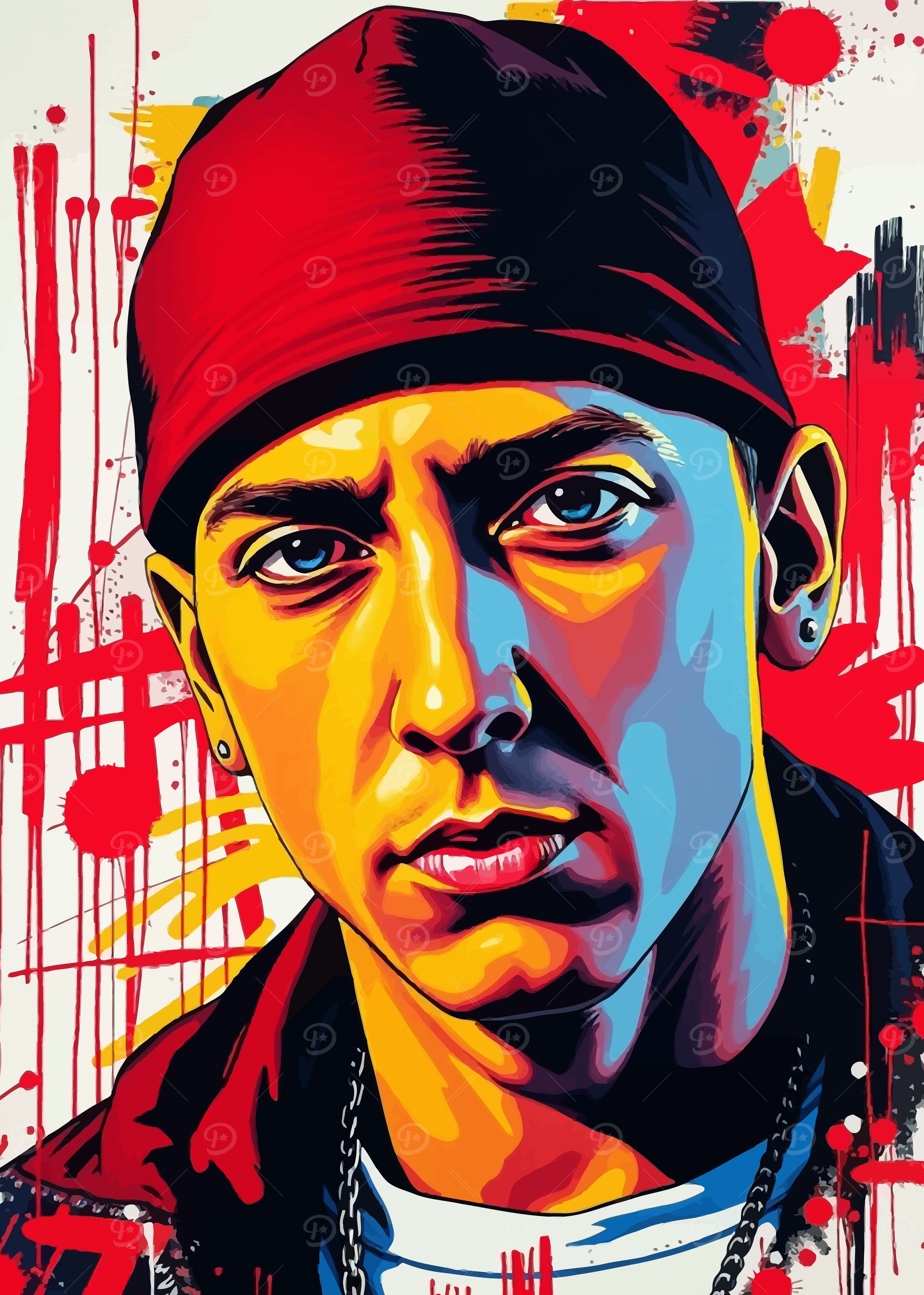Hand Painted Rapper Character 'The Shaddy Rapper Portrait' Poster, picture, metal print, paint by ...