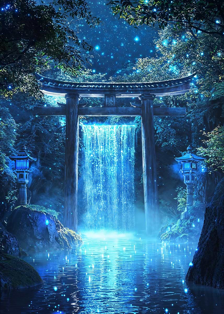 Suijin's Sanctuary — from the Soul Of Japan collection, a Pixaverse metal print