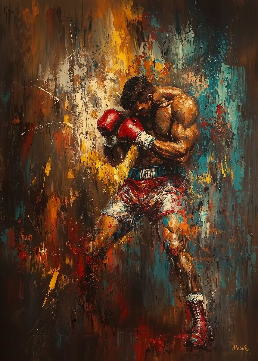 Boxing Champion Abstract Art' Poster, picture, metal print, paint