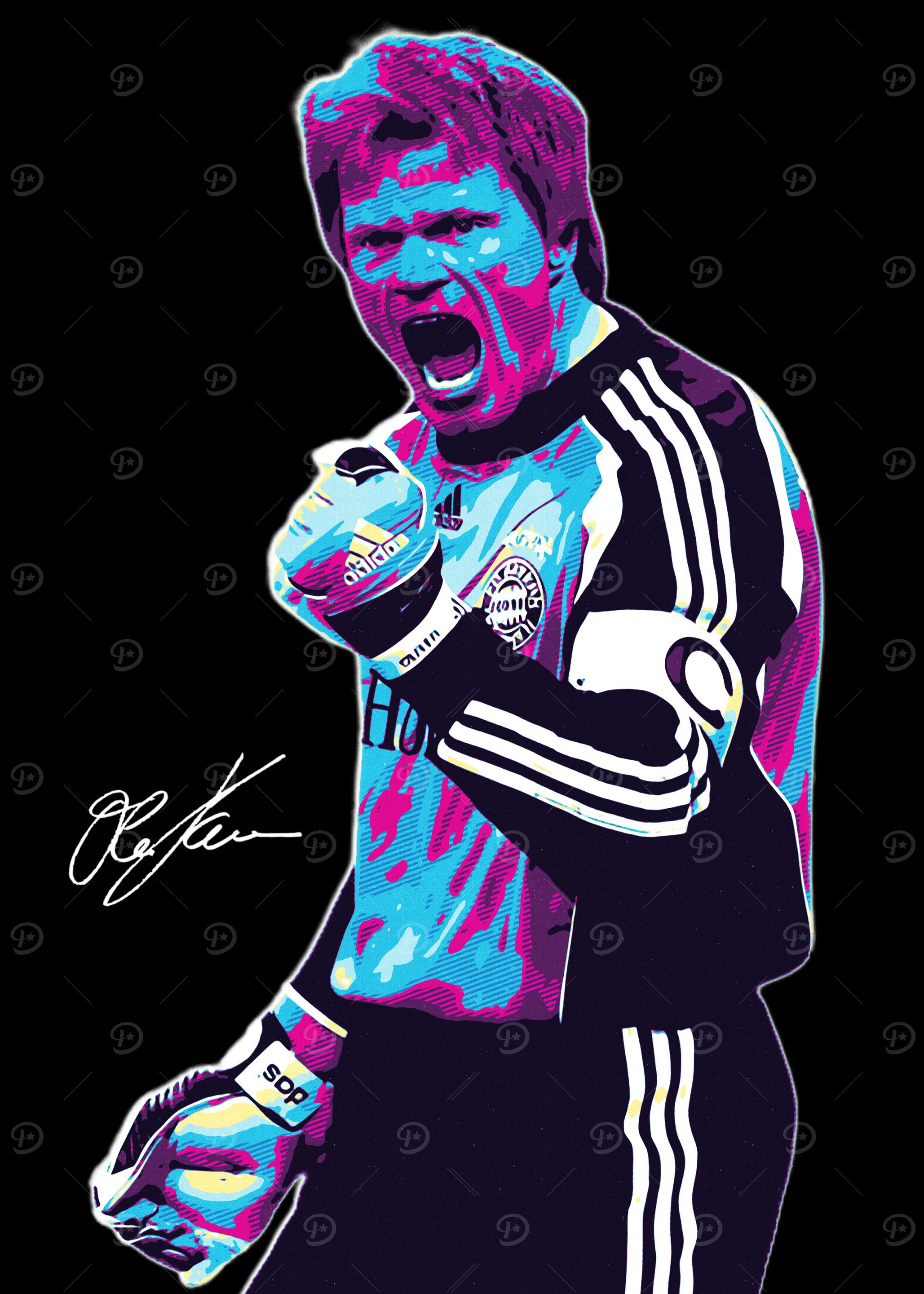 Oliver Kahn Soccer Style Retro Art' Poster, picture, metal print