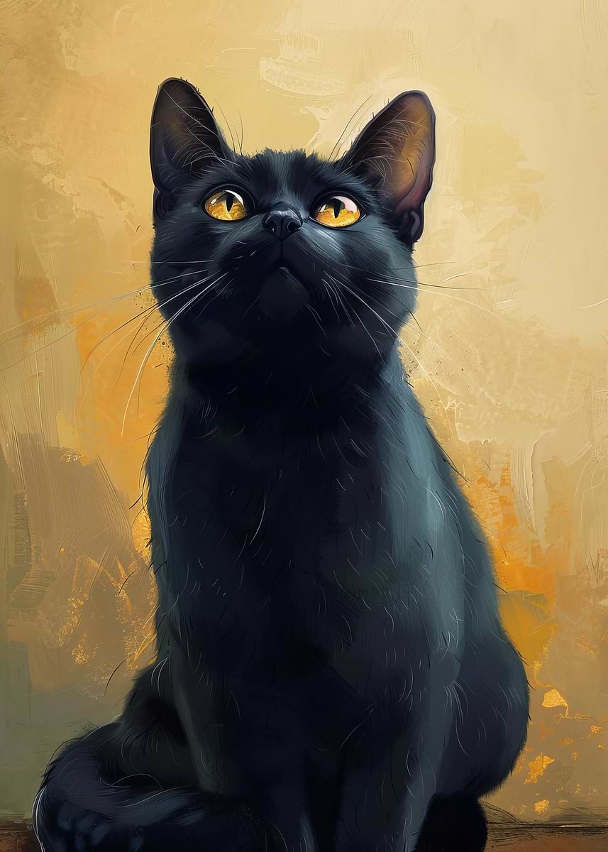 Black Cat Portrait' Poster, picture, metal print, paint by Tesiga
